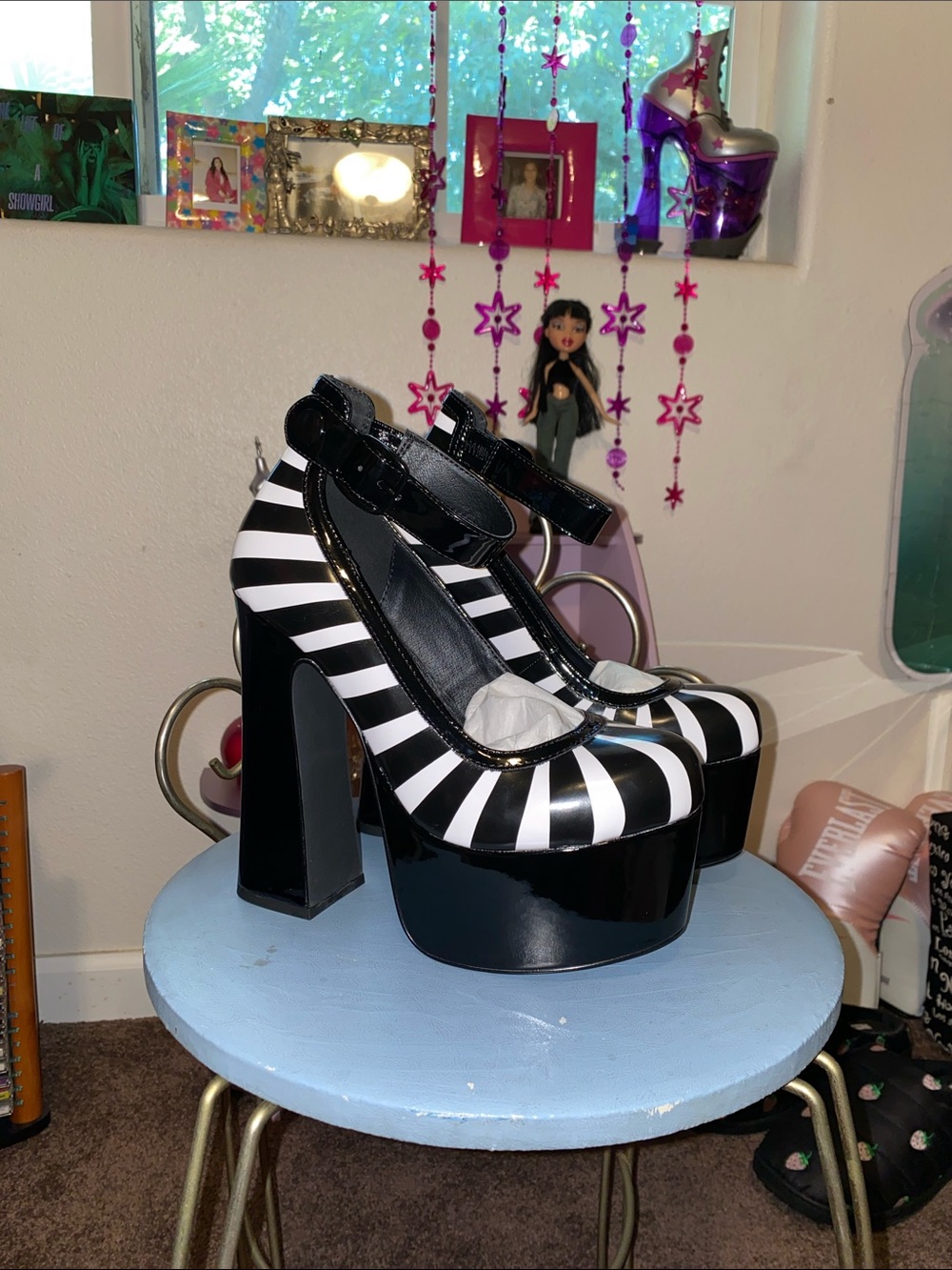 Draculaura Monster High x YRU Striped Platform Mary Jane Heels